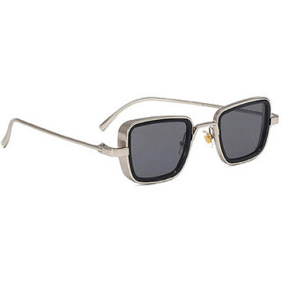 Adam Jones UV Protected Goggles Branded Metal Body Silver Black Lens inspired from Kabir Singh Sunglass for Men and Boys