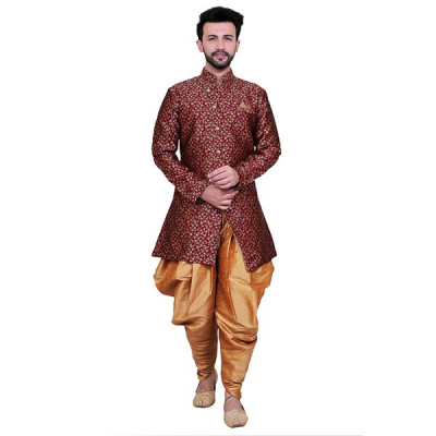 Avaeta Jacquard Embroidered Men Sherwani With Patiyala