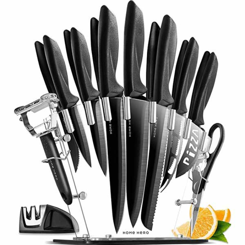 Home Hero Kitchen Knife Set - 17 piece Chef Knife Set with Stainless Steel Knives Set for Kitchen with Accessories