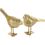 CosmoLiving by Cosmopolitan Polystone Bird Sculpture, Set of 2 7", 8"H, Gold